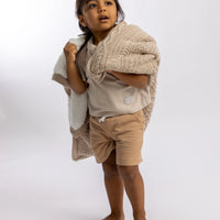 Patchwork Sherpa Taupe Organic Cotton Baby Blanket