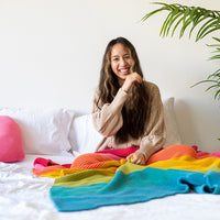 Rainbow Love Organic Cotton Knit Throw Blanket