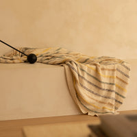 Ribbed Stripes Fall Organic Cotton Knit Throw Blanket