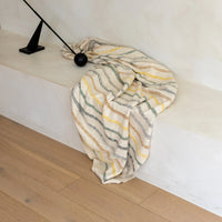 Ribbed Stripes Fall Organic Cotton Knit Throw Blanket