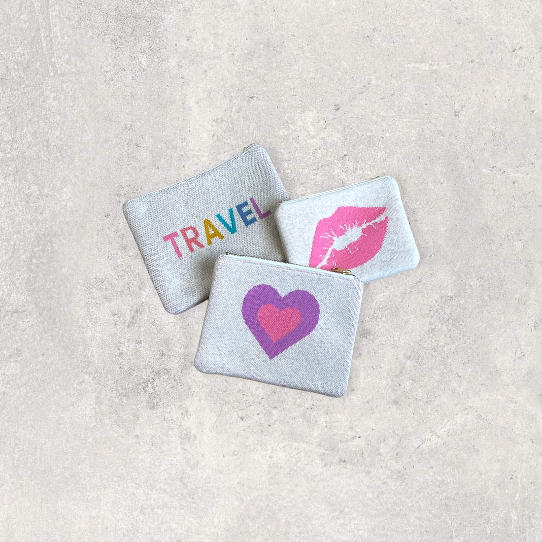 TRAVEL MakeUp Pouch - Natural mel/Clutter pink