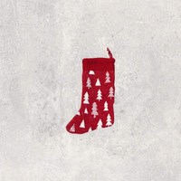 Xmas Tree Stocking - Red/Natural