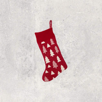 Xmas Tree Stocking - Red/Natural