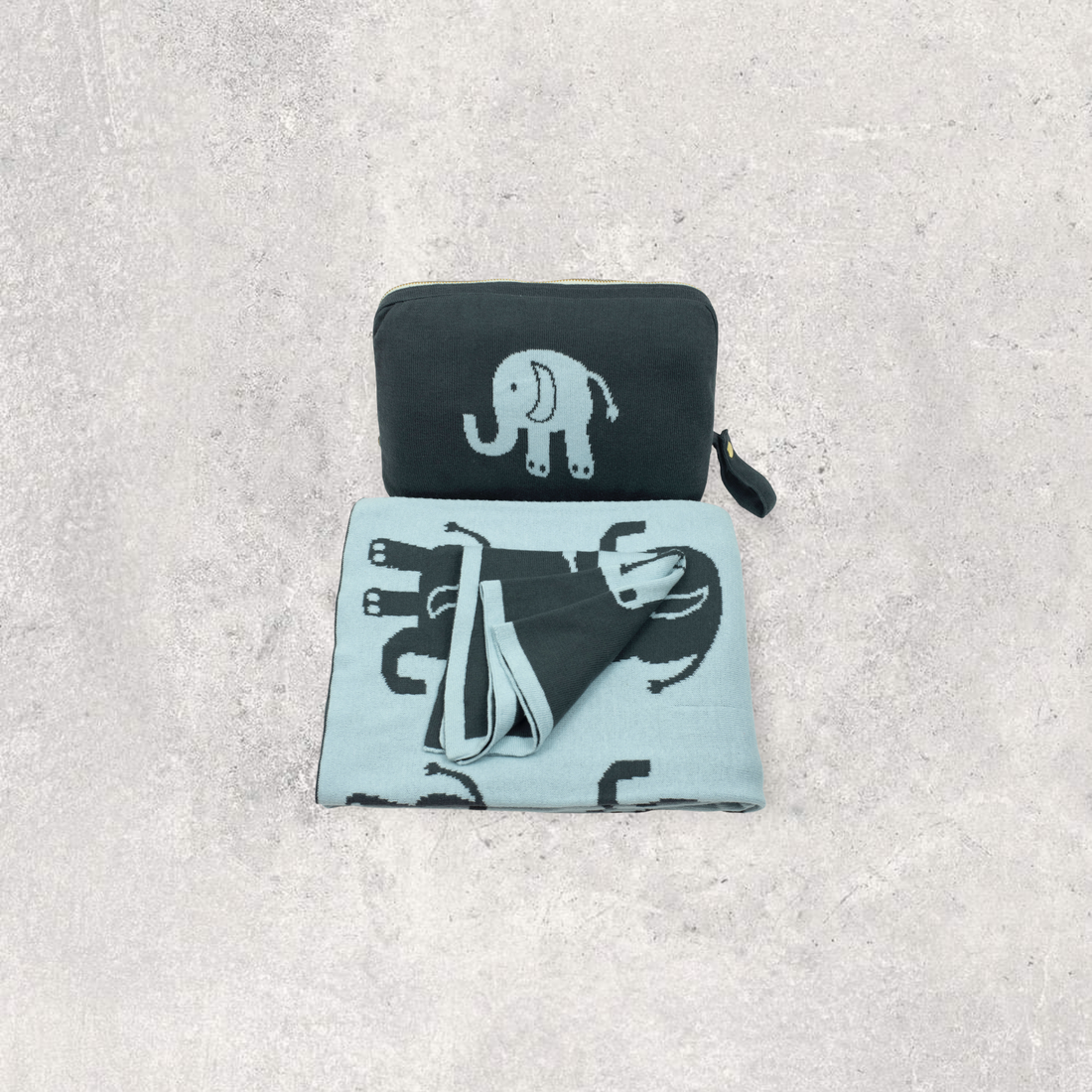 Elephant Love Organic Cotton Baby Blanket and Burp Cloth Set