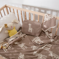 Giraffe Organic Cotton Baby Blanket and Burp Cloth Set