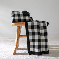 Plaid Organic Cotton Travel Blanket and Eye Mask Set
