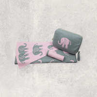 Elephant Love Organic Cotton Baby Blanket and Burp Cloth Set