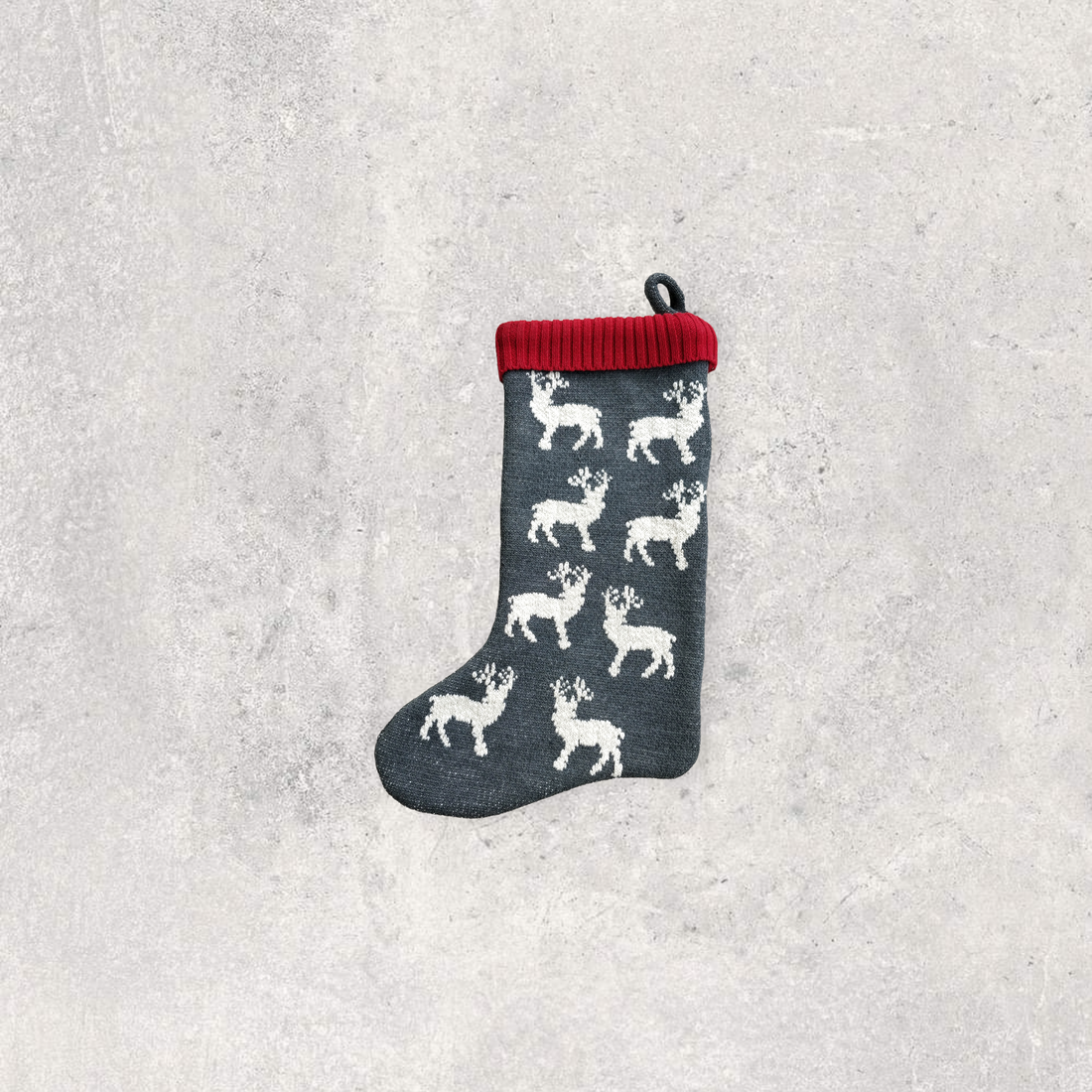 Reindeer Stocking - Grey/Natural