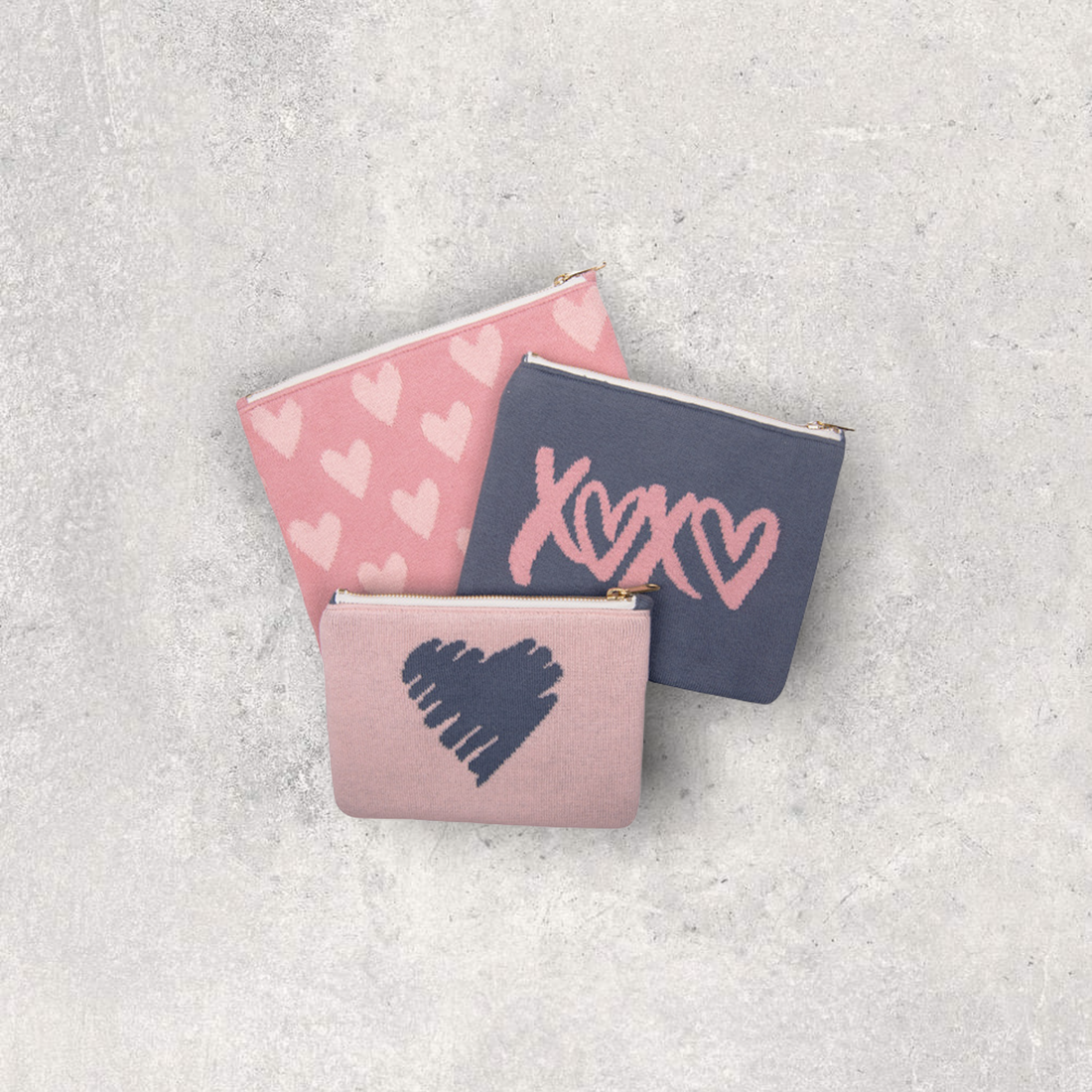 Hearts and Xoxo Travel MakeUp Pouch - Blossom
