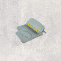 Words Travel Organic Cotton Travel Blanket and Eye Mask Set - Lt Grey Mel/Yellow