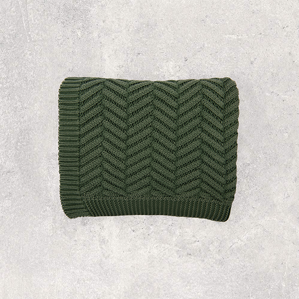 Washed Chevron Organic Cotton Knit Throw Blanket