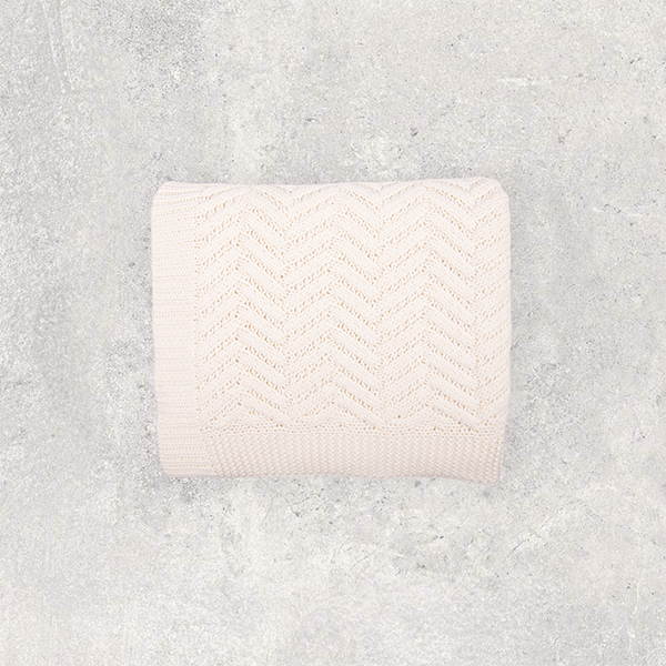 Washed Chevron Organic Cotton Knit Throw Blanket