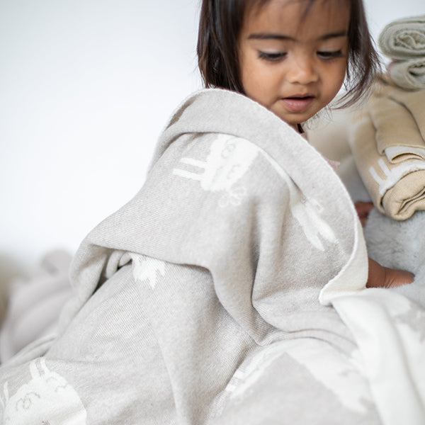 LLama Organic Cotton Baby Blanket and Burp Cloth Set