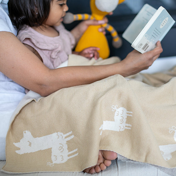 LLama Organic Cotton Baby Blanket and Burp Cloth Set