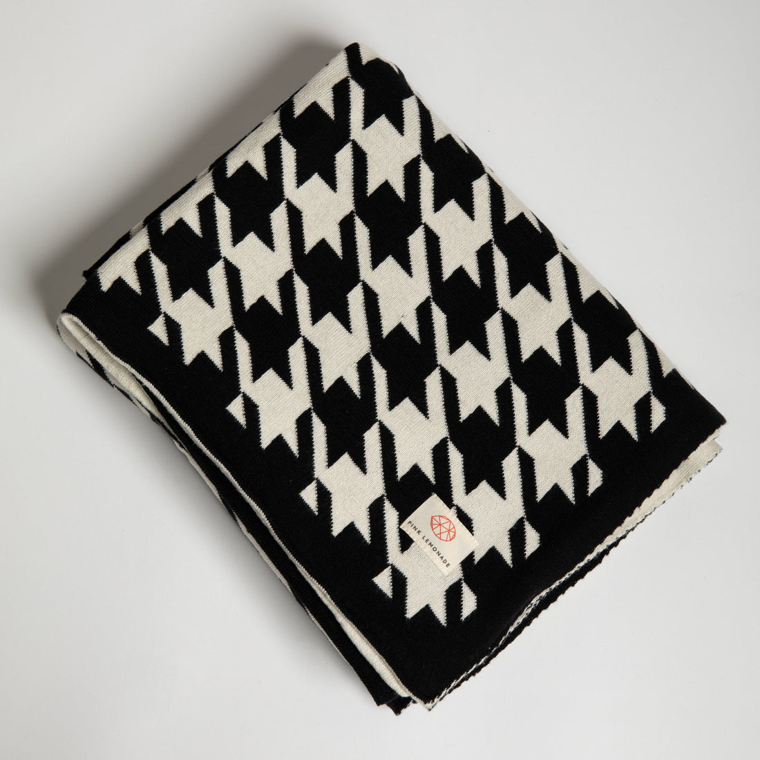 Houndstooth Organic Cotton Throw Blanket - Black/Natural