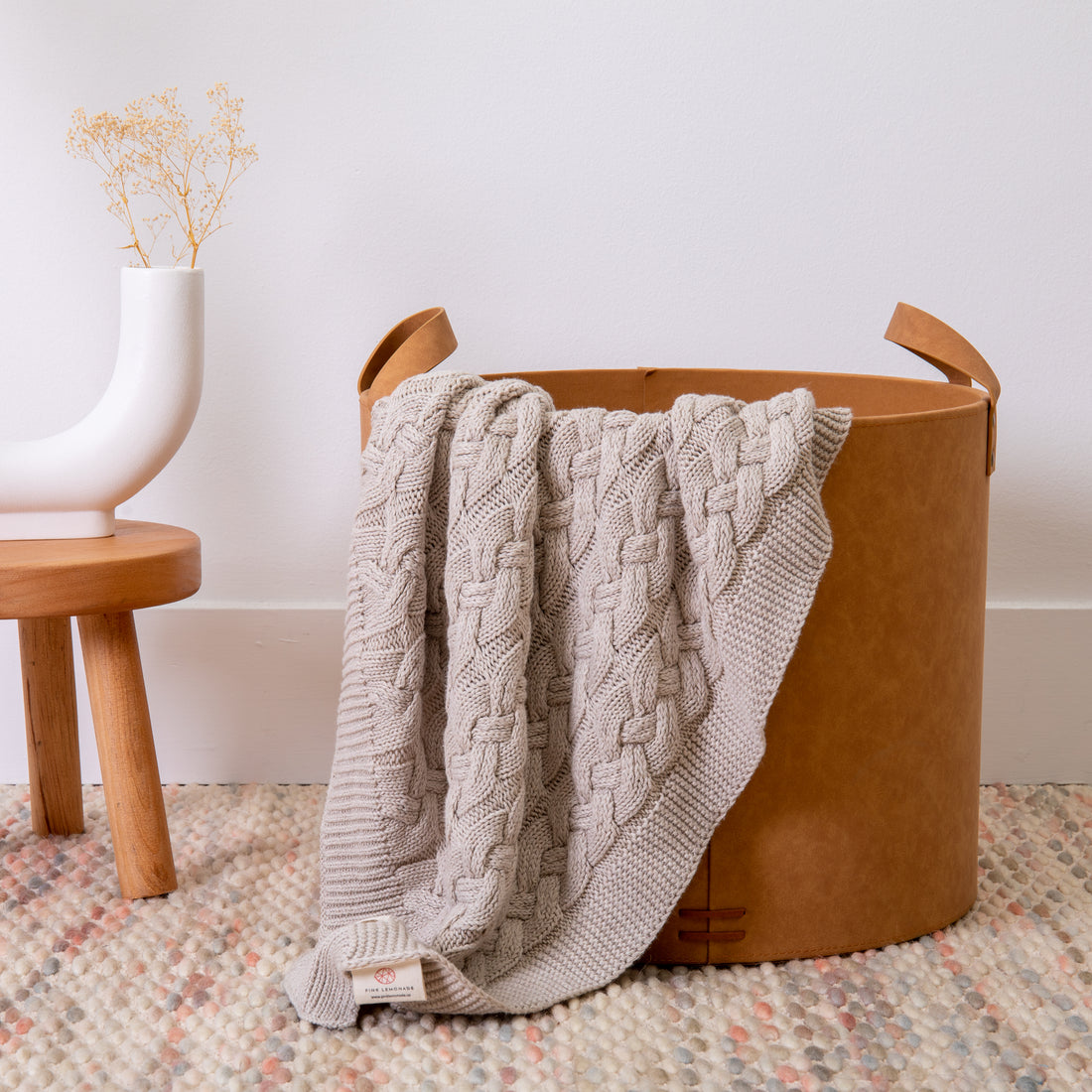 Double Cable Organic Cotton Throw Blanket