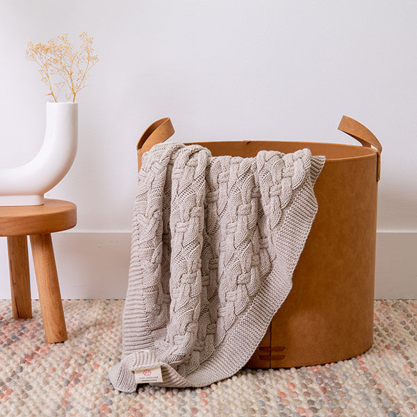 Double Cable Organic Cotton Throw Blanket
