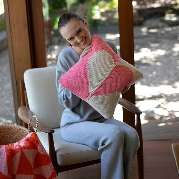 Dual Hearts Organic Cotton Cushion