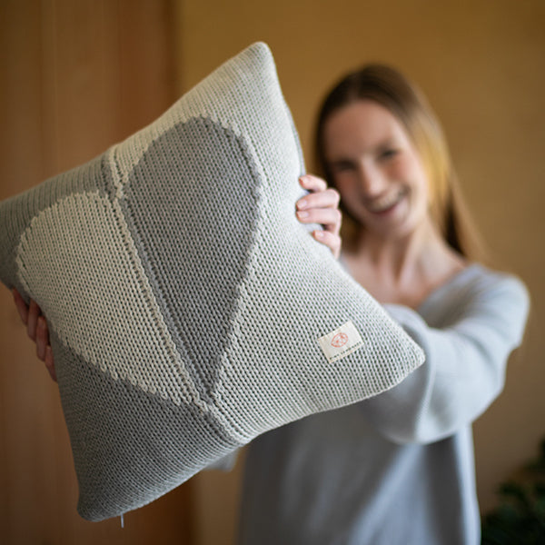Dual Hearts Organic Cotton Cushion