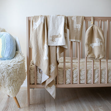 LLama Organic Cotton Baby Blanket and Burp Cloth Set