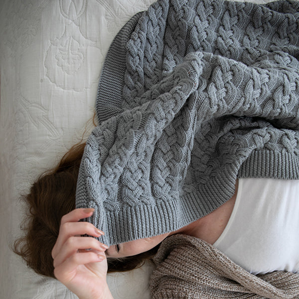 Double Cable Organic Cotton Throw Blanket