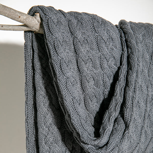 Double Cable Organic Cotton Throw Blanket