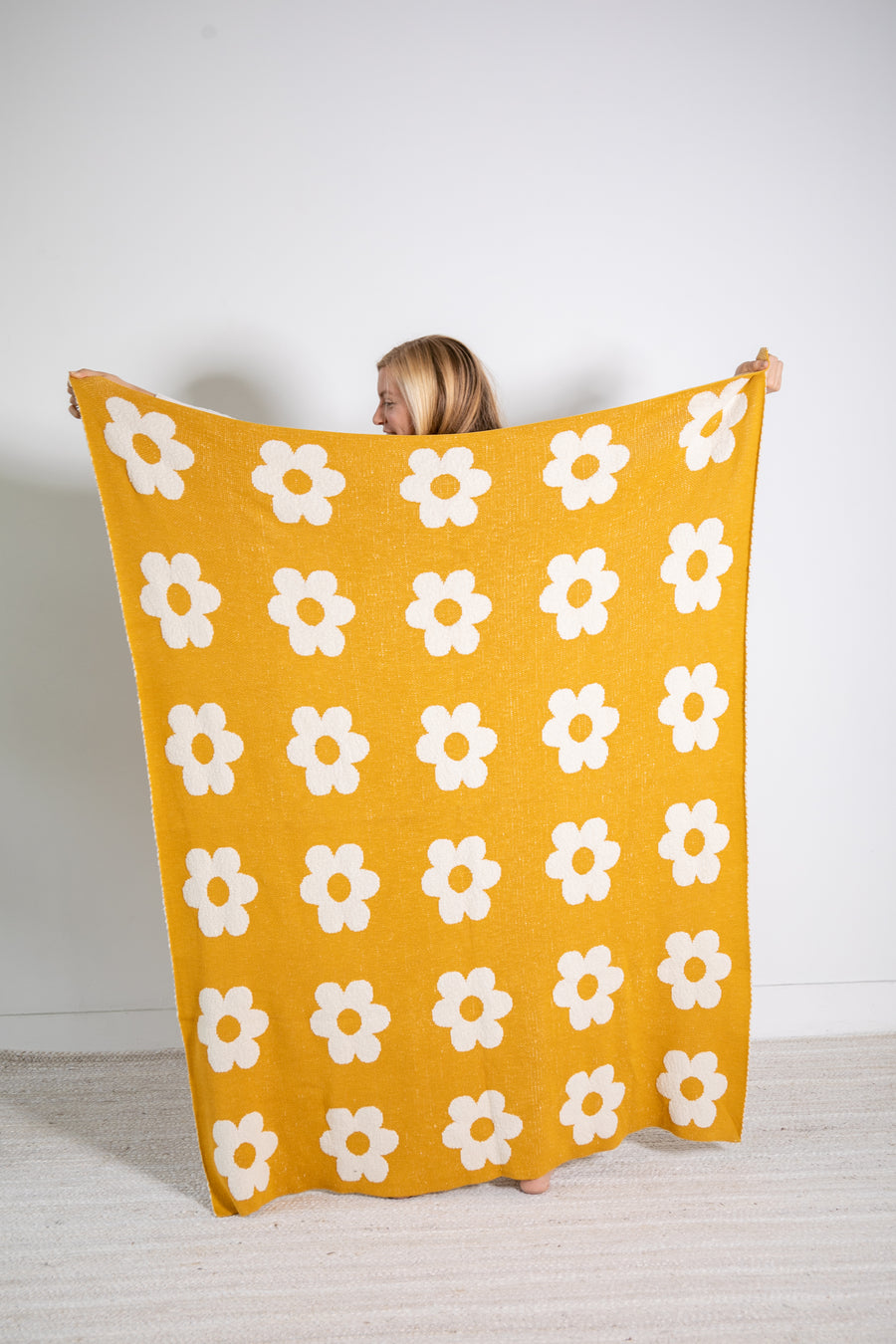 Thick Thin Flowers Organic Cotton Throw Blanket