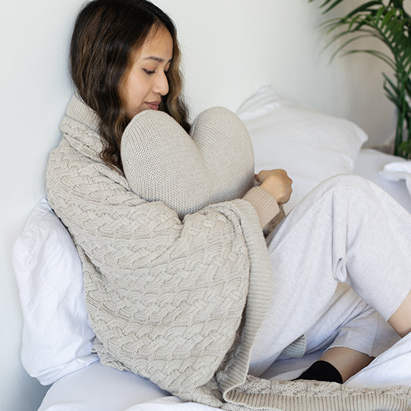 Double Cable Organic Cotton Throw Blanket