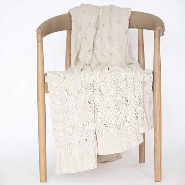Chunky Cable Organic Cotton Throw Blanket