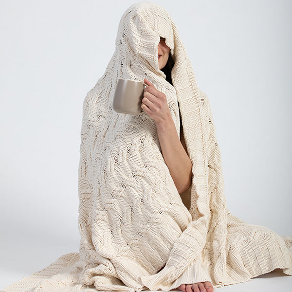 Chunky Cable Organic Cotton Throw Blanket