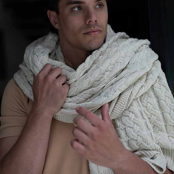 Double Cable Organic Cotton Throw Blanket