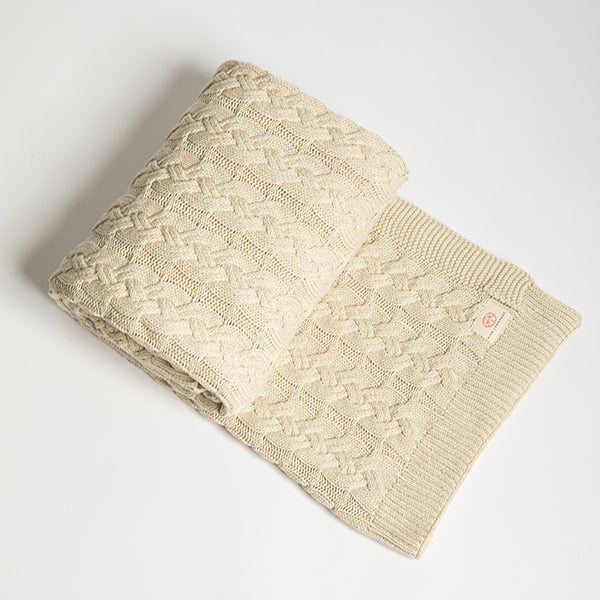 Double Cable Organic Cotton Throw Blanket