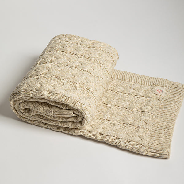 Double Cable Organic Cotton Throw Blanket