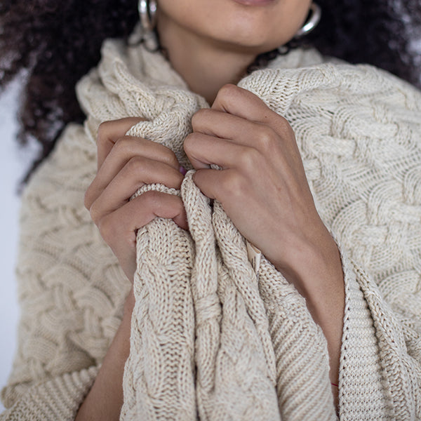Double Cable Organic Cotton Throw Blanket