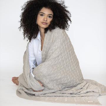 Double Cable Organic Cotton Throw Blanket