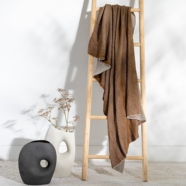 Ribbed Organic Cotton Knit Throw Blanket