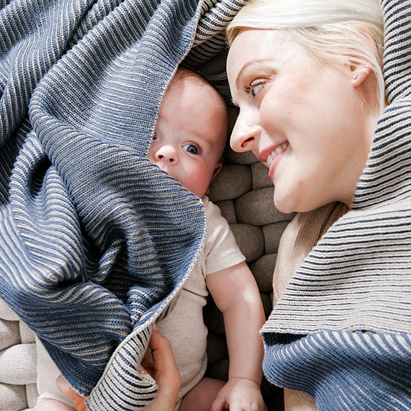 Ribbed Organic Cotton Knit Throw Blanket