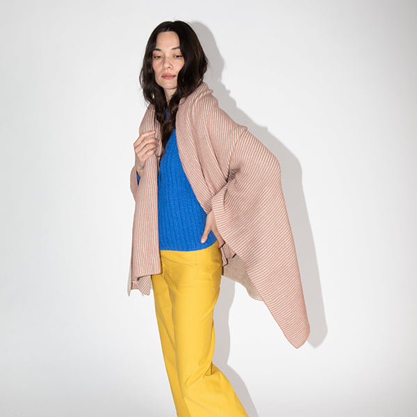 Ribbed Organic Cotton Knit Throw Blanket