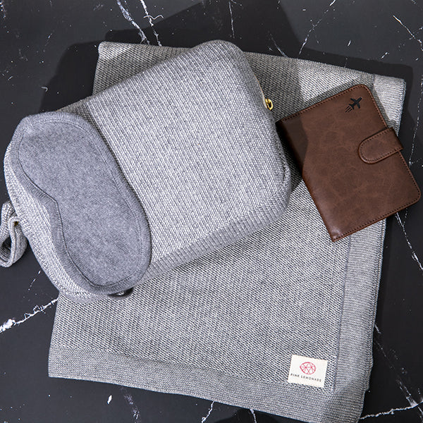 Shades Organic Cotton Travel Blanket and Eye Mask Set