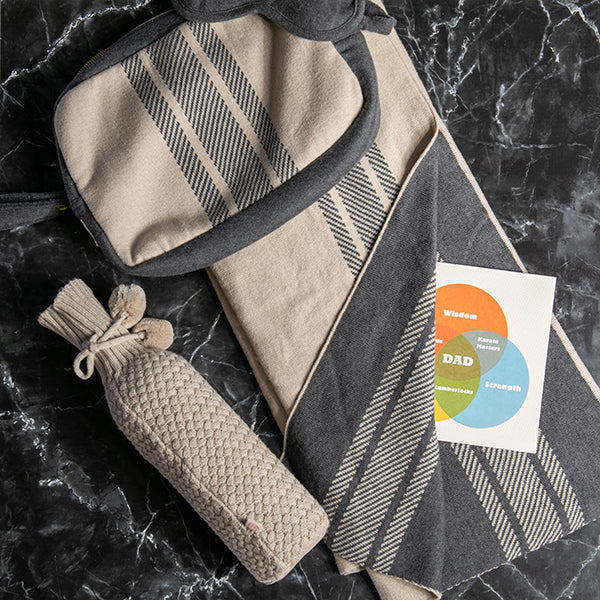 Stripe Organic Cotton Travel Blanket and Eye Mask Set