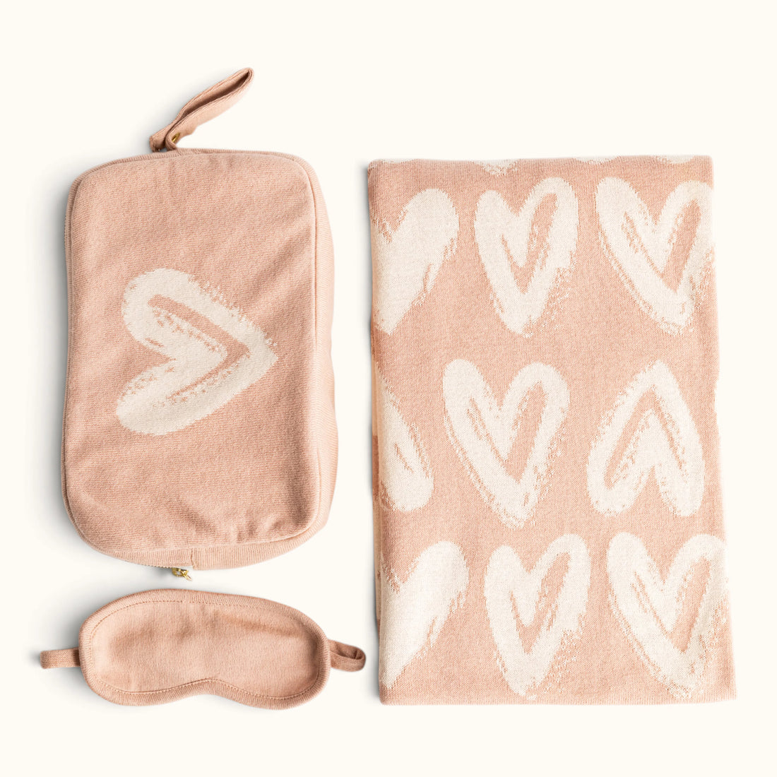 Shabby Hearts Pale Pink Organic Cotton Travel Set