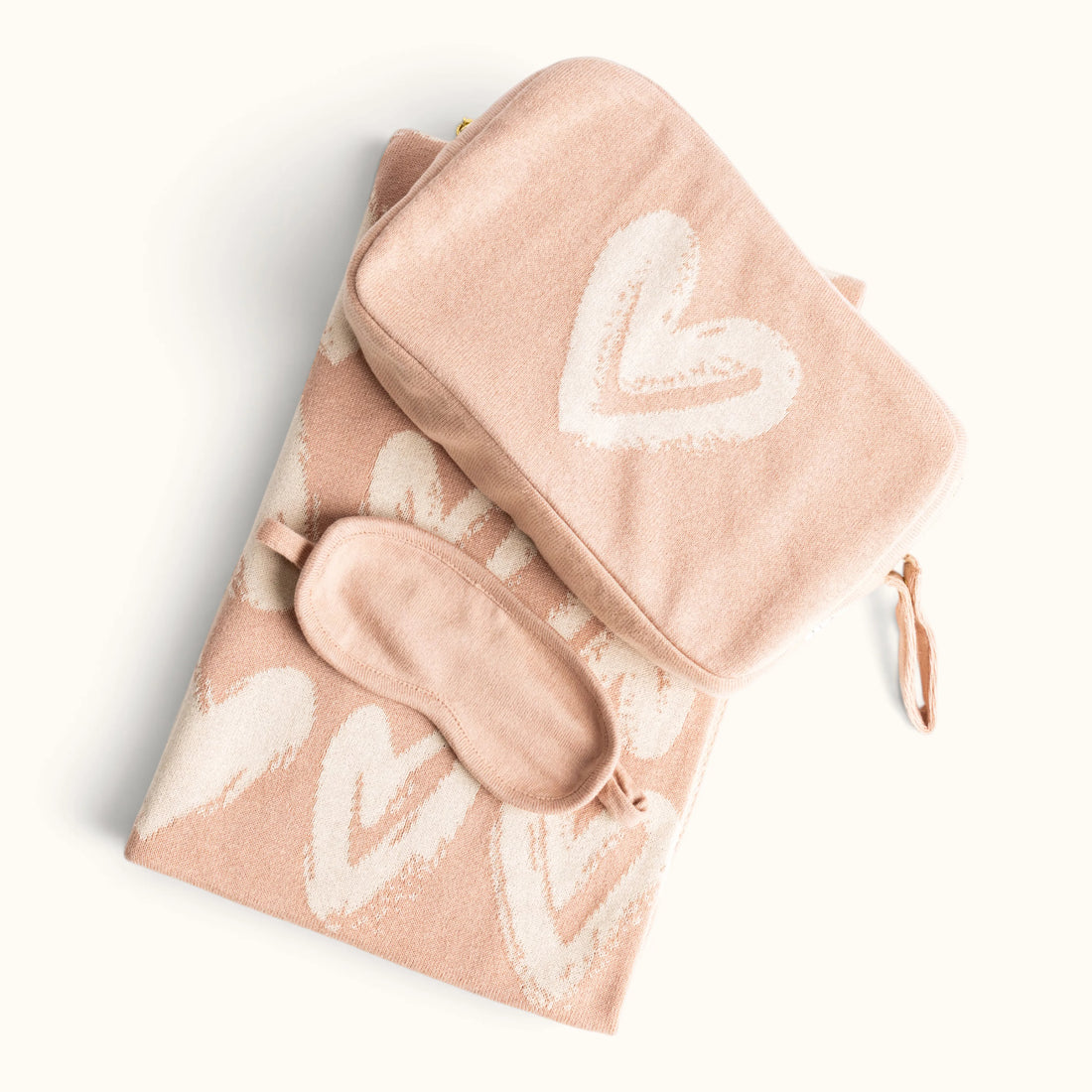 Shabby Hearts Pale Pink Organic Cotton Travel Set