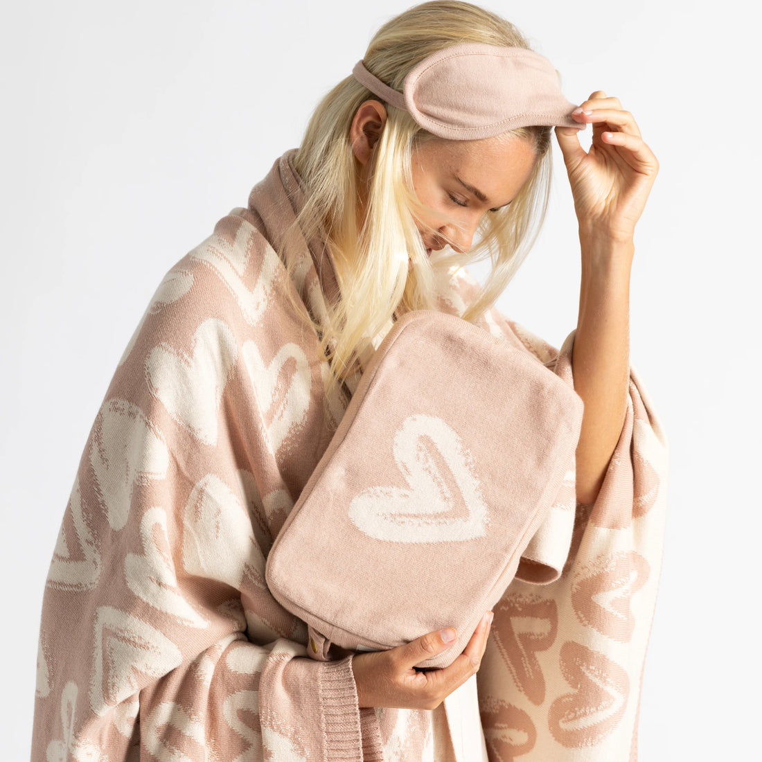 Shabby Hearts Pale Pink Organic Cotton Travel Set