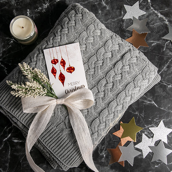 Double Cable Organic Cotton Throw Blanket