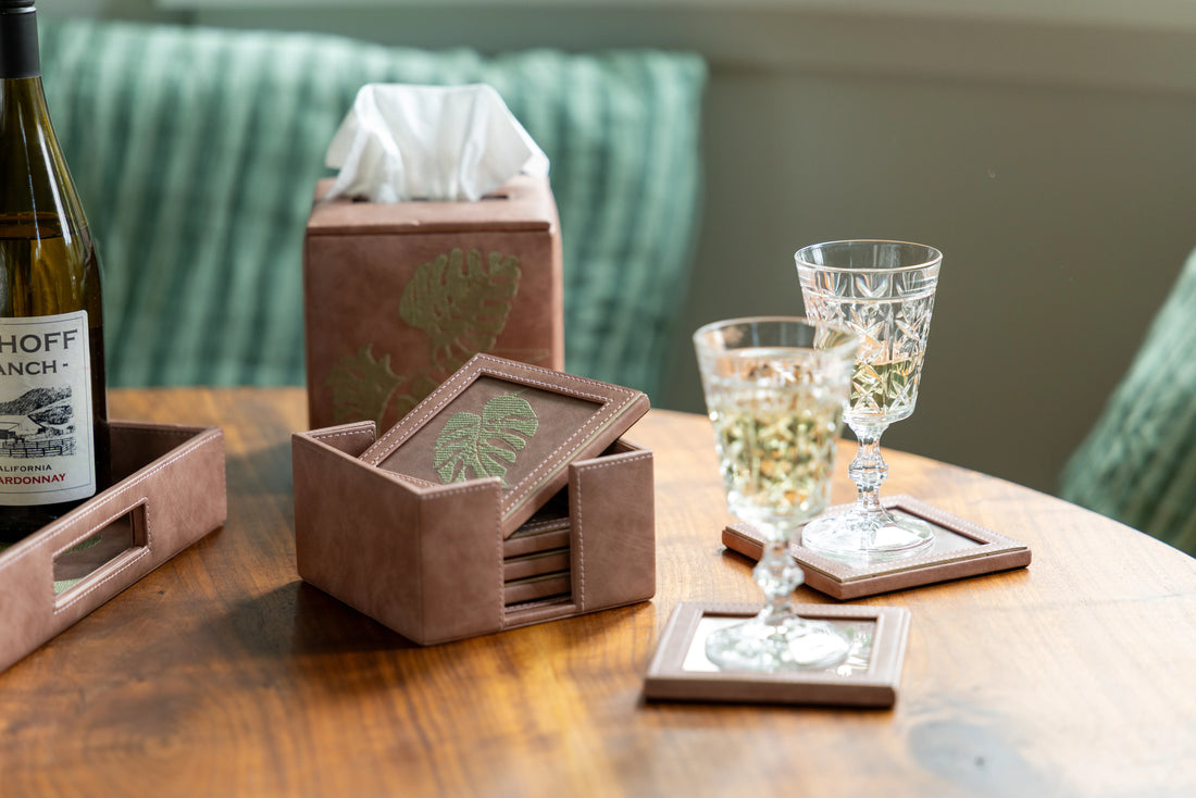 Palaash Vegan Leather Coaster Set