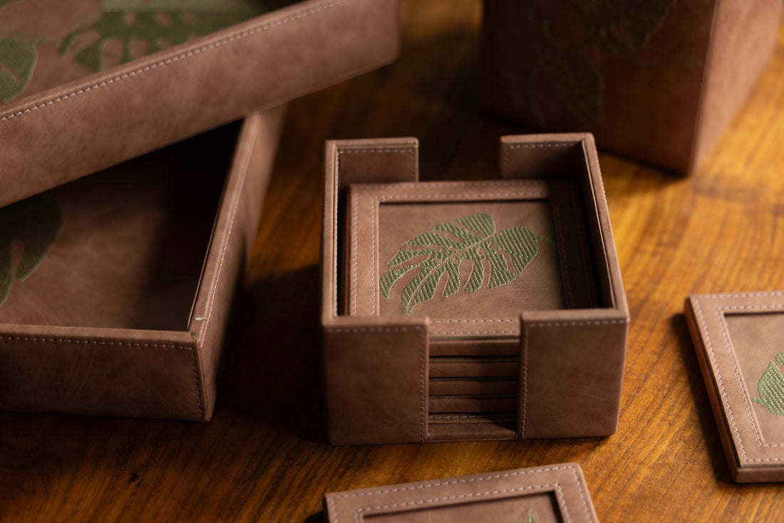 Palaash Vegan Leather Coaster Set