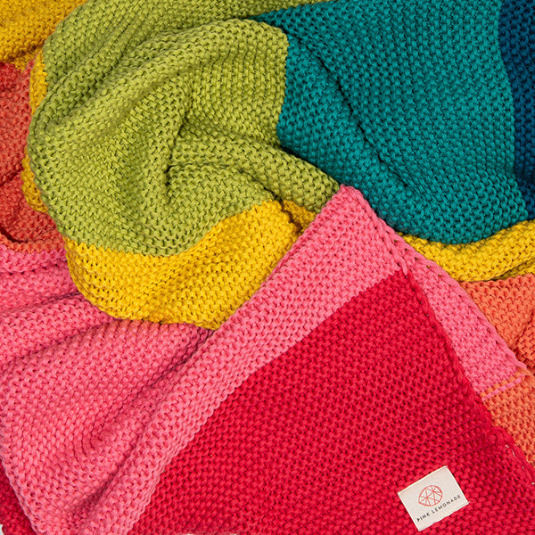 Rainbow Love Organic Cotton Knit Throw Blanket