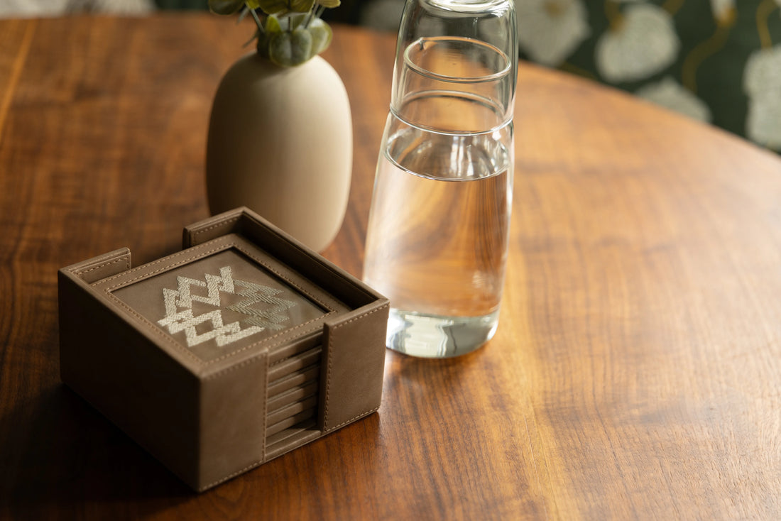 Ratna Vegan Leather Coaster Set