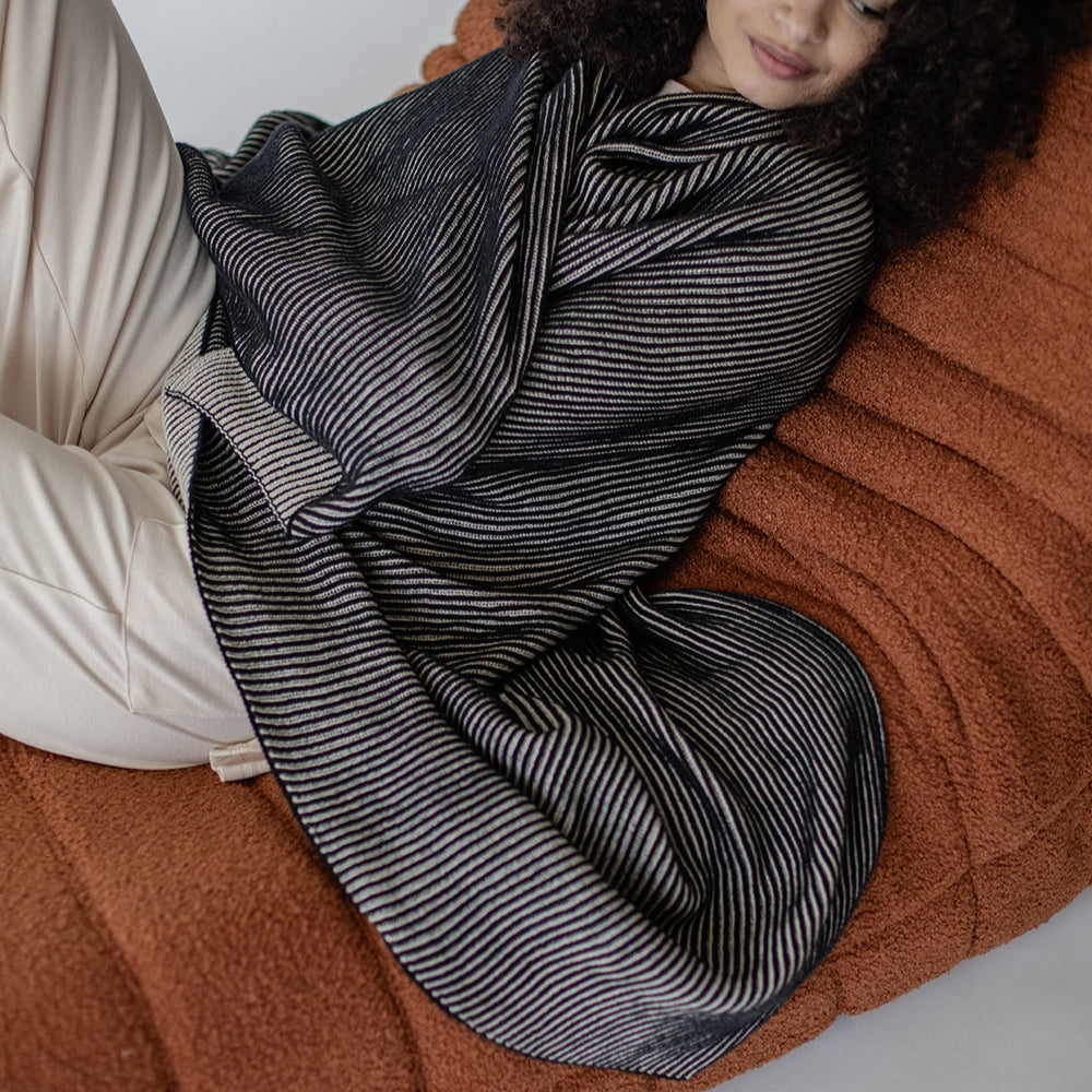 Ribbed Organic Cotton Throw Blanket