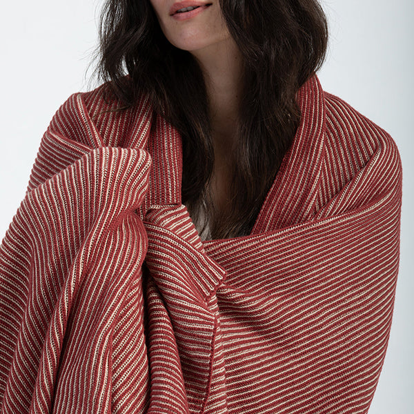Ribbed Organic Cotton Knit Throw Blanket